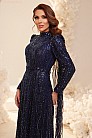 Saçak Dantel İşlemeli Modern Melya Abiye - Lacivert - MN-5162