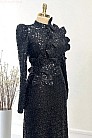 Volan Detaylı Mindy Abiye - Siyah - MN-5114
