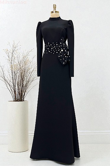 Beli Çiçek Detay Lenaro Abiye - Siyah