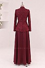 Çıkarılabilir Kuşaklı Velmira Abiye Takım - Bordo - MN-5452