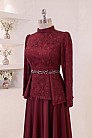 Çıkarılabilir Kuşaklı Velmira Abiye Takım - Bordo - MN-5452