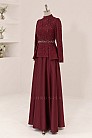 Çıkarılabilir Kuşaklı Velmira Abiye Takım - Bordo - MN-5452