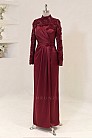Gül Aplikeli Ravena Abiye - Bordo - MN-5381