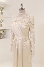 Gül Aplikeli Ravena Abiye - Ekru - MN-5380