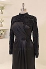 Gül Aplikeli Ravena Abiye - Siyah - MN-5382
