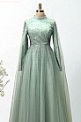 Işıltı İşlemeli Tül Petra Abiye - Mint - MN-5117