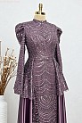 Pelerin Panelli Işıltılı Sofia Abiye - Leylak - MN-5123