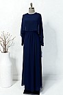 Pelerin Şifon Detay Anjeya Abiye - Lacivert - MN-5076