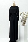 Pelerin Şifon Detay Anjeya Abiye - Siyah - MN-5074