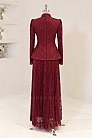 Peplum Kesim Nare Abiye - Bordo - MN-5375