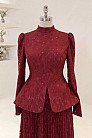 Peplum Kesim Nare Abiye - Bordo - MN-5375