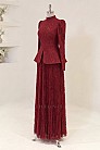 Peplum Kesim Nare Abiye - Bordo - MN-5375