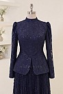 Peplum Kesim Nare Abiye - Lacivert - MN-5377