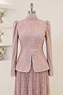 Peplum Kesim Nare Abiye - Pudra - MN-5378