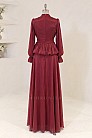 Şifon Livena Abiye - Bordo - MN-5386