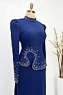 Taş İşlemeli Ayperi Abiye - Lacivert - MN-5081