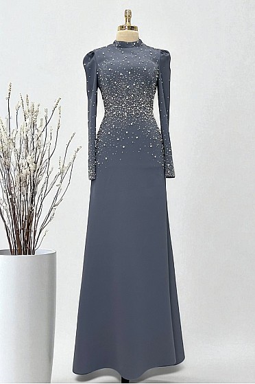 Zarif Taş Detay Eftelya Abiye - Füme