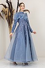 Fırfır Detay İşlemeli Sara Abiye - İndigo - MN-4983