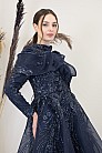 Fırfır Detay İşlemeli Sara Abiye - Lacivert - MN-4985