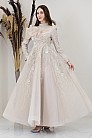 Fırfır Detay İşlemeli Sara Abiye - Taş - MN-4982