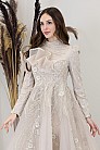 Fırfır Detay İşlemeli Sara Abiye - Taş - MN-4982