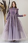 Franj Detay Liyon Abiye - Lila - MN-5004