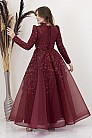 İşlemeli Plise Detay Serra Abiye - Bordo - MN-4992