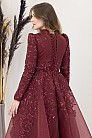 İşlemeli Plise Detay Serra Abiye - Bordo - MN-4992