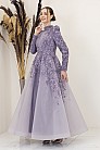 İşlemeli Plise Detay Serra Abiye - Lila - MN-4993