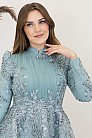 İşlemeli Plise Detay Serra Abiye - Mint - MN-4994