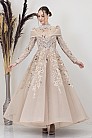 Motif İşlemeli Safa Abiye - Gold - MN-4998