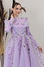 Motif İşlemeli Safa Abiye - Lila - MN-4999