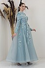 Motif İşlemeli Safa Abiye - Mint - MN-5000