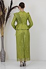 Payetli Peplum Detay Pamira Abiye - Fıstık Yeşili - MN-4960