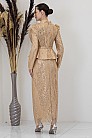 Payetli Peplum Detay Pamira Abiye - Gold - MN-4962