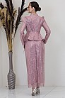 Payetli Peplum Detay Pamira Abiye - Pudra - MN-4963