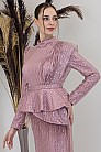 Payetli Peplum Detay Pamira Abiye - Pudra - MN-4963