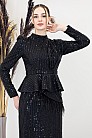 Payetli Peplum Detay Pamira Abiye - Siyah - MN-4962