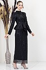 Payetli Peplum Detay Pamira Abiye - Siyah - MN-4962