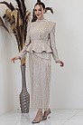 Payetli Peplum Detay Pamira Abiye - Taş - MN-4961