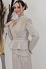 Payetli Peplum Detay Pamira Abiye - Taş - MN-4961