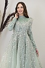 Püskül Detay Çiçek İşlemeli Asel Abiye - Çağla - MN-4979