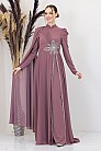 Taşlı Çiçek İşlemeli Çiçek Tulum - Gül Kurusu - MN-4972