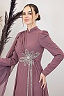 Taşlı Çiçek İşlemeli Çiçek Tulum - Gül Kurusu - MN-4972