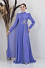 Taşlı Çiçek İşlemeli Çiçek Tulum - Lila - MN-4975