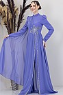 Taşlı Çiçek İşlemeli Çiçek Tulum - Lila - MN-4975