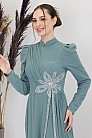Taşlı Çiçek İşlemeli Çiçek Tulum - Mint - MN-4969
