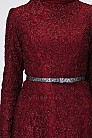 Alessa Simli Dantel Abiye Elbise - Bordo - MN-5960