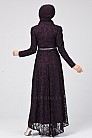 Alessa Simli Dantel Abiye Elbise - Mor - MN-5961