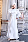Fırfır Detay Saten Berrak Abiye - Beyaz - MN-4846